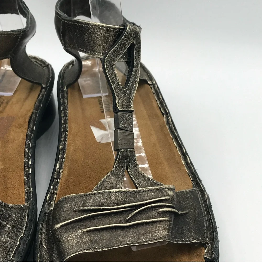 NAOT Cymbal Metallic Gladiator Ankle Strap Flat‎ Leather Sandals Sz 42 US 11 EUC